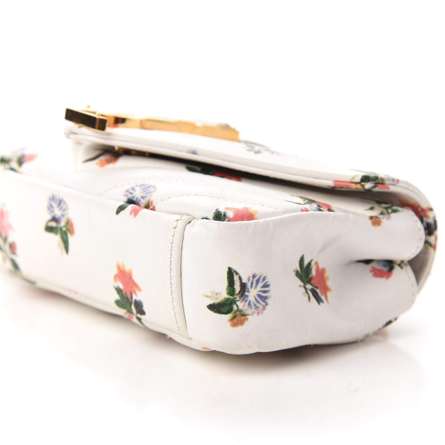 Saint Laurent Calfskin Prairie Flower Printed Matelasse Monogram Baby Chain Bag White 7 of 9
