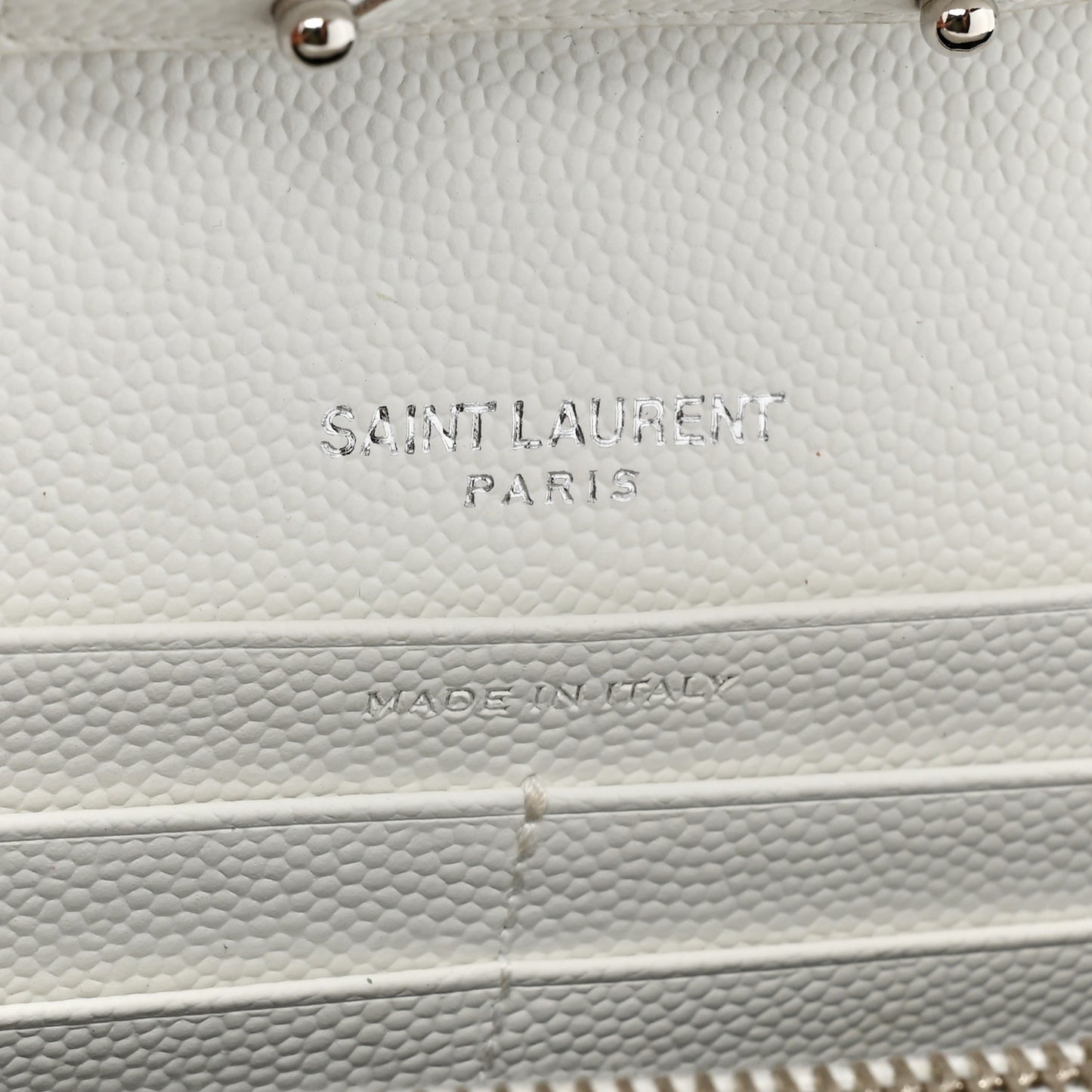 Grain De Poudre Matelasse Chevron Monogram Chain Wallet White