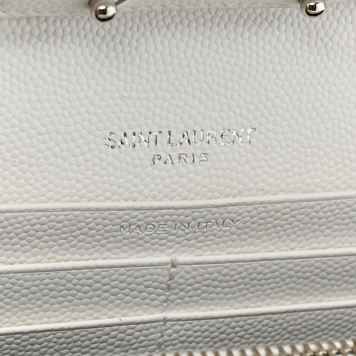 Saint Laurent Grain De Poudre Matelasse Chevron Monogram Chain Wallet White 8 of 13