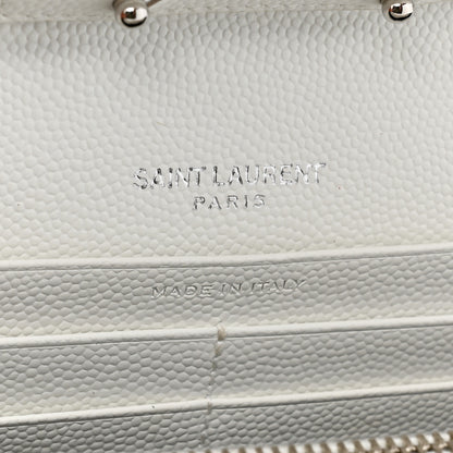 Saint Laurent Grain De Poudre Matelasse Chevron Monogram Chain Wallet White 8 of 13
