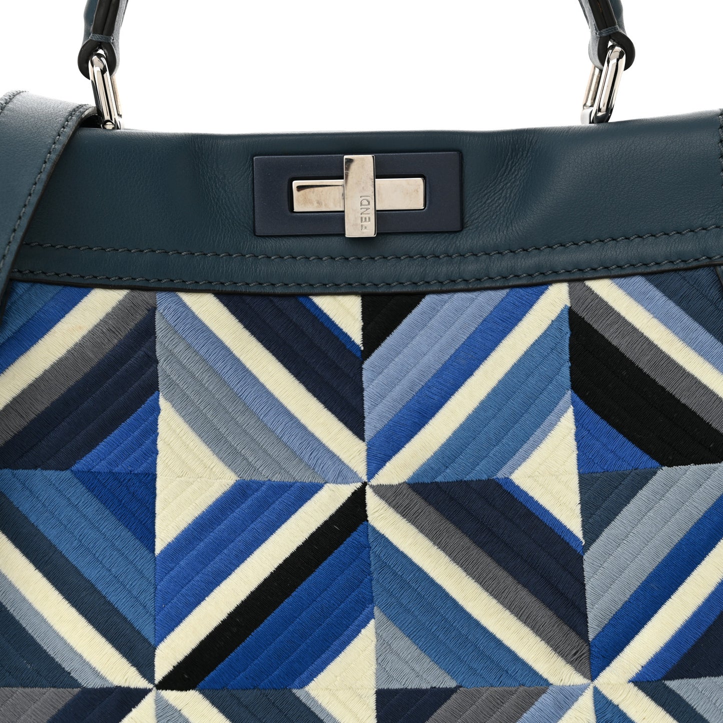 Calfskin Geometric Embroidered Medium Peekaboo Iconic Satchel Pavone Palladio