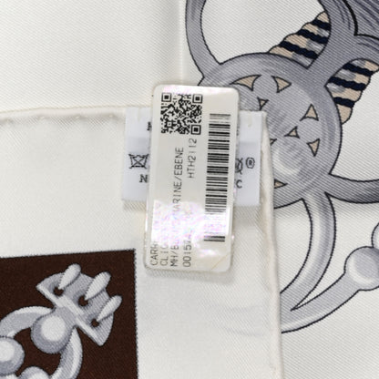 Hermes Silk Cliquetis Scarf 90 White Marine Ebene 4 of 5