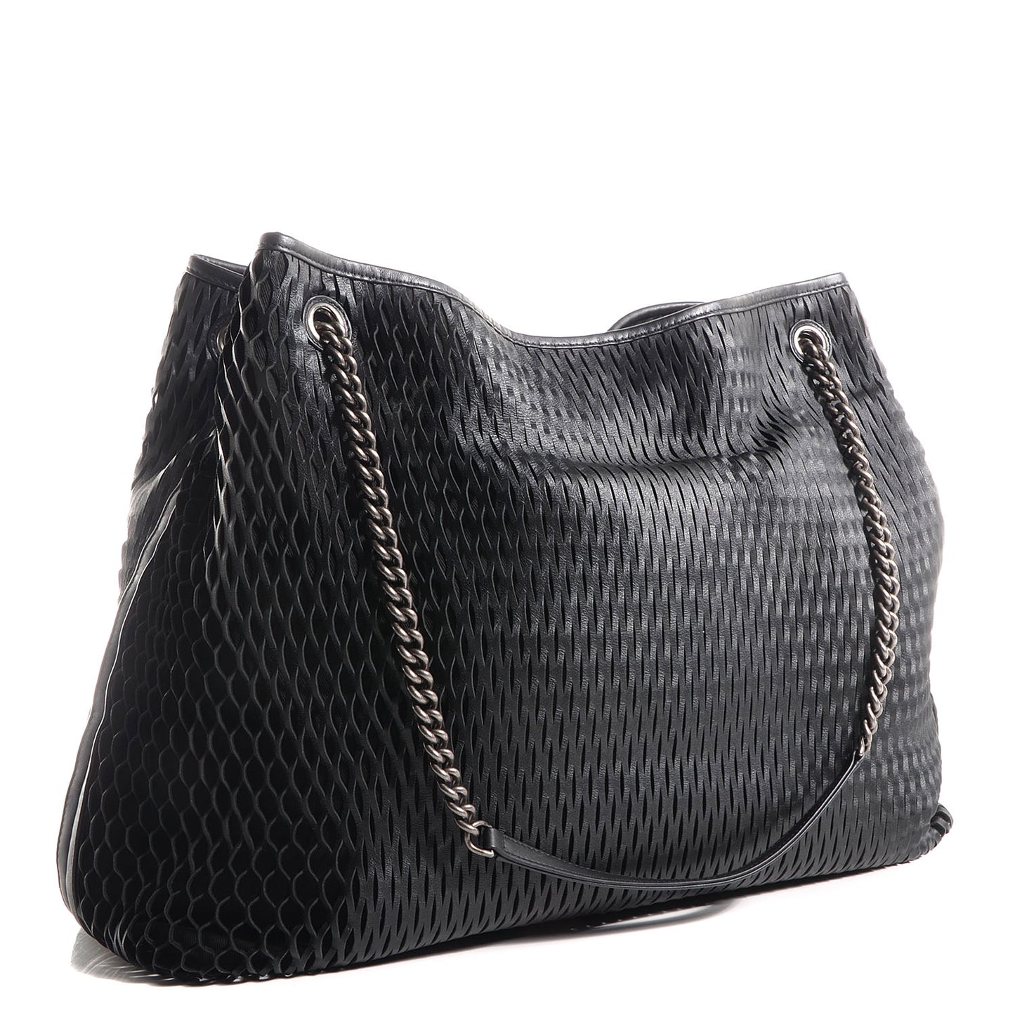 Calfskin Laser Cut Perforated CC Tote Black