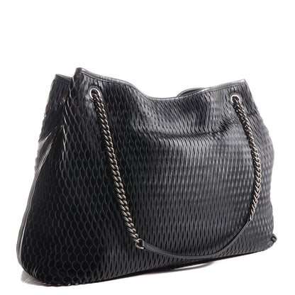Chanel Calfskin Laser Cut Perforated CC Tote Black 3 of 7