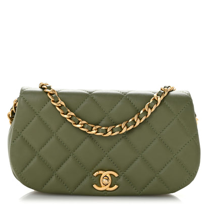 Chanel Calfskin Quilted Coco Mail Clutch With Chain Green 1 of 13