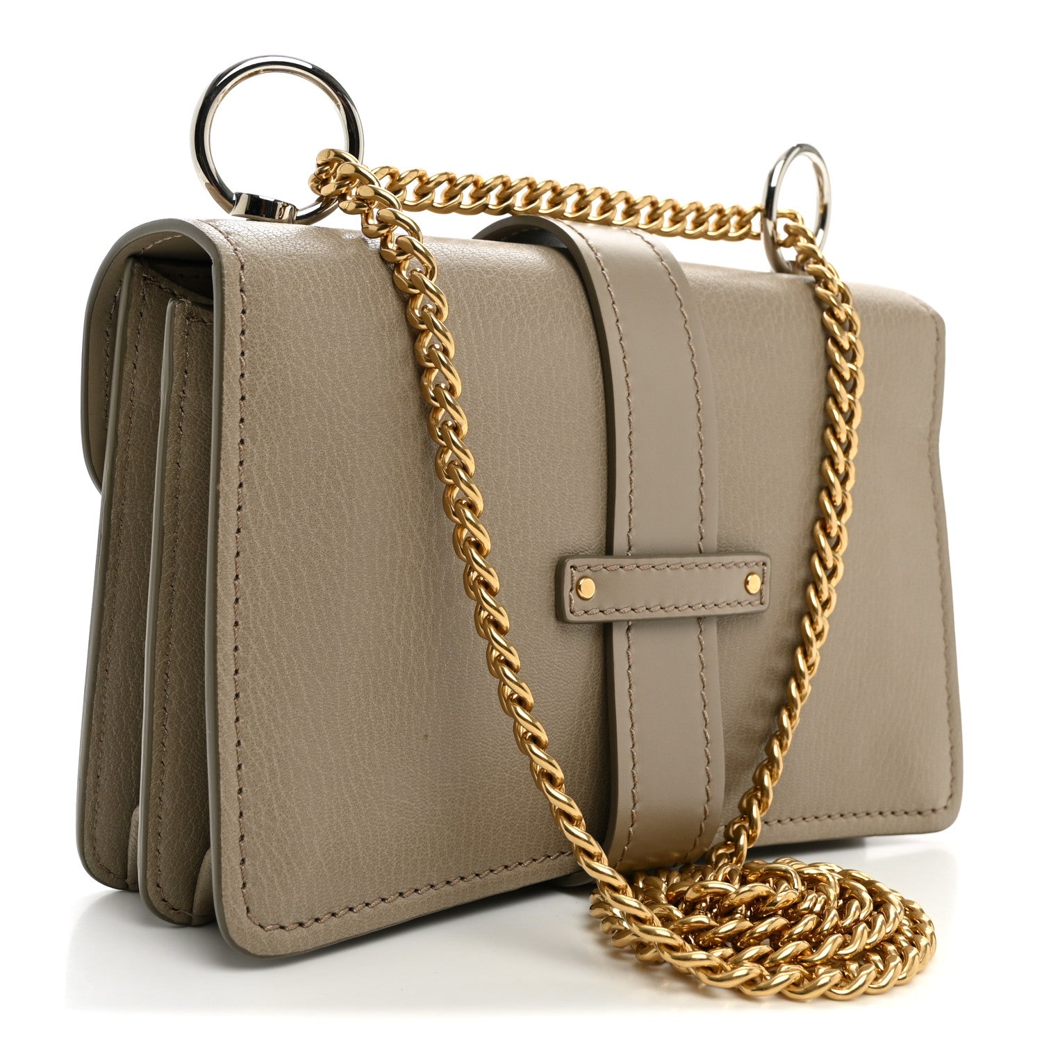 Chloe Shiny Goatskin Calfskin Aby Chain Shoulder Bag Motty Grey 3 of 9