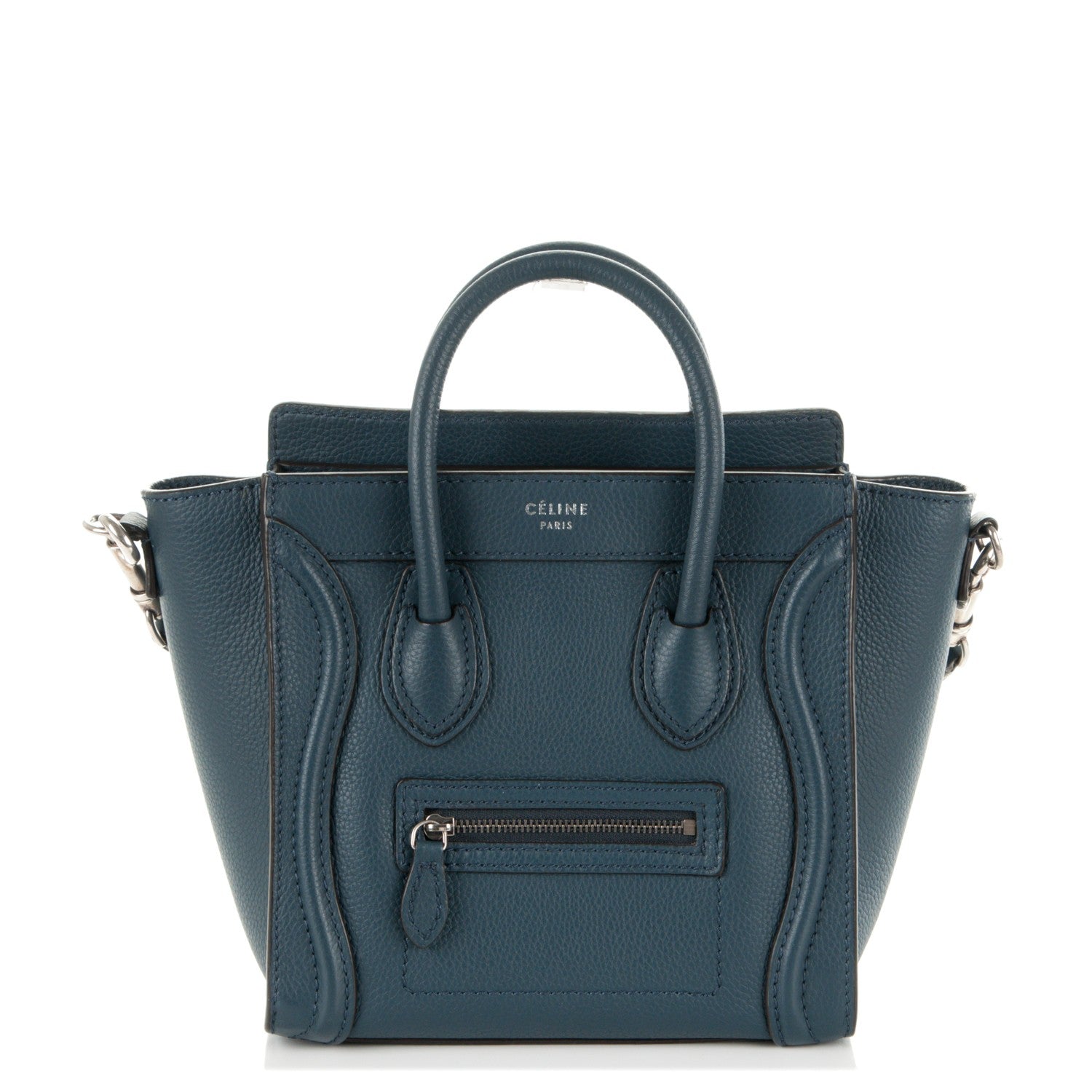 Celine Drummed Calfskin Nano Luggage Orage 1 of 7