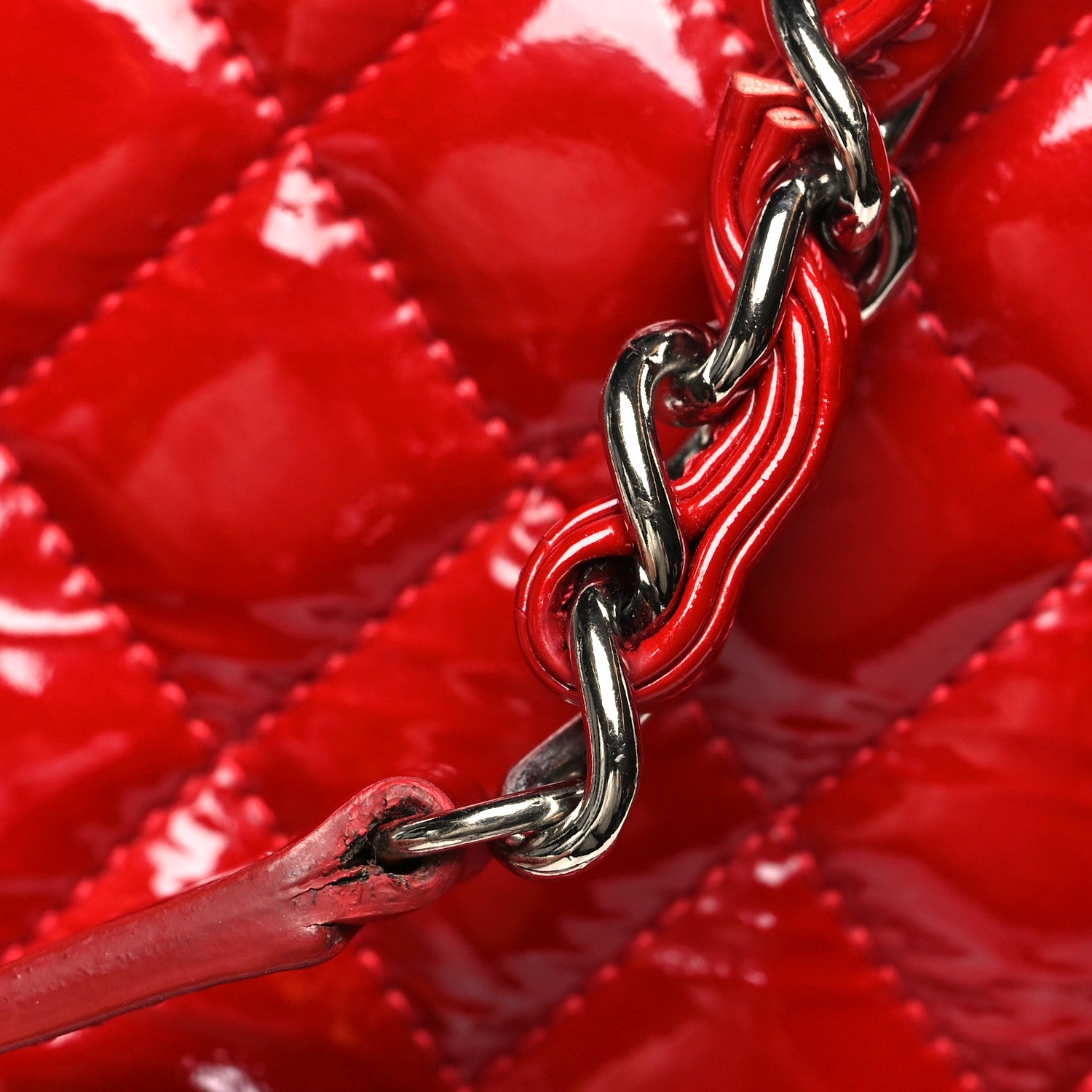 Chanel Patent Quilted Large Just Mademoiselle Bowling Bag Red 13 of 13