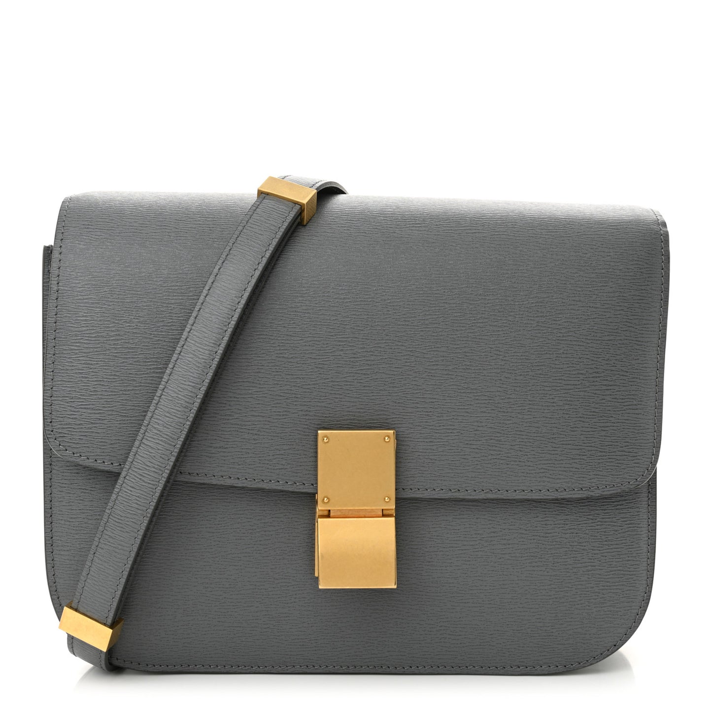 Liege Calfskin Medium Classic Box Flap Bag Grey