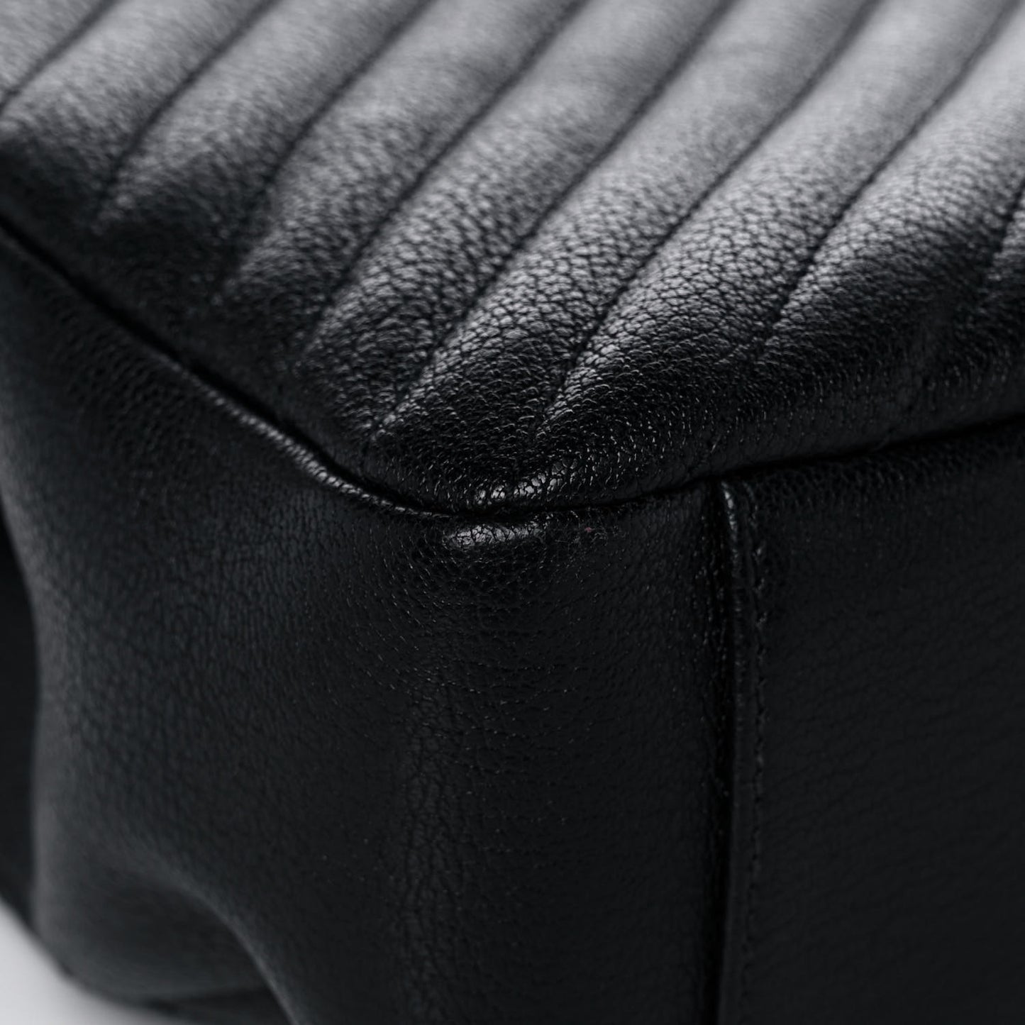 Sheepskin Matelasse Chevron Monogram Large College Satchel Black