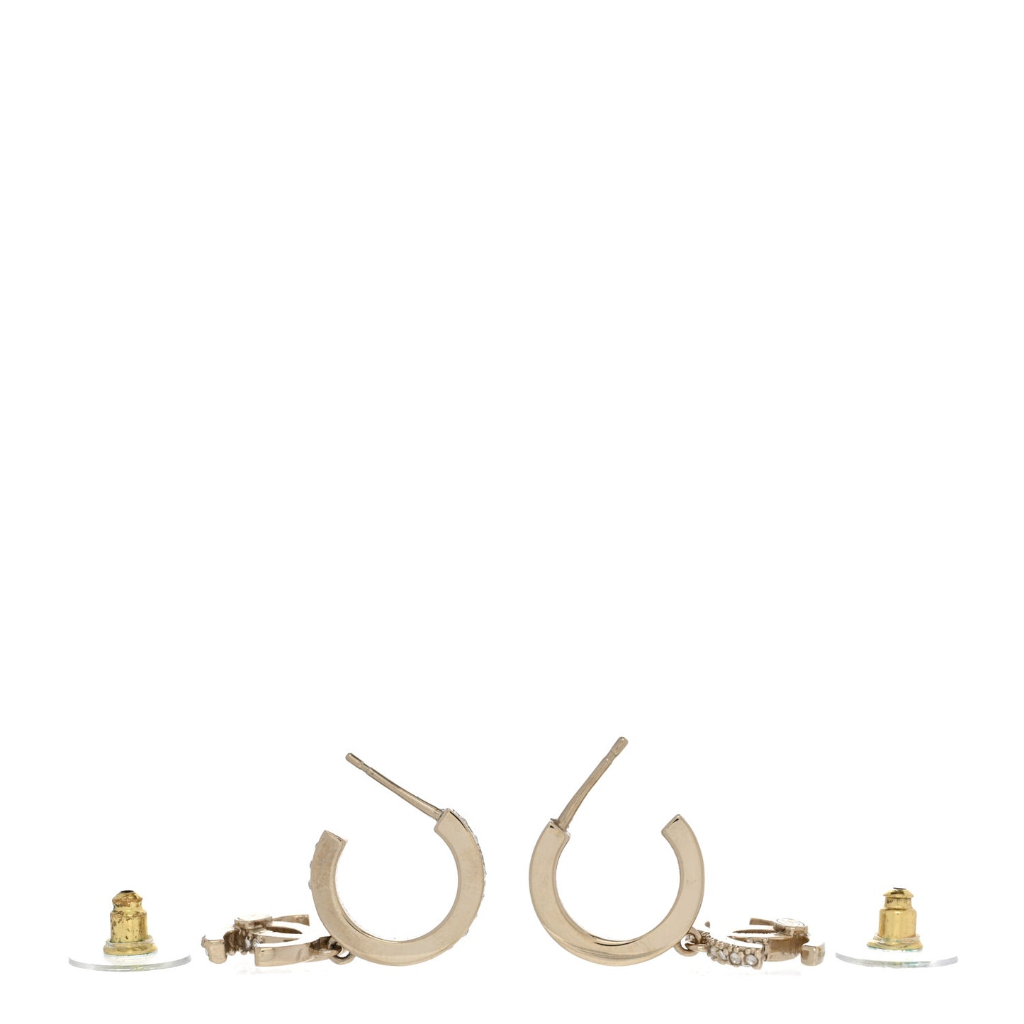 Crystal Bead CC Hoop Drop Earrings Light Gold