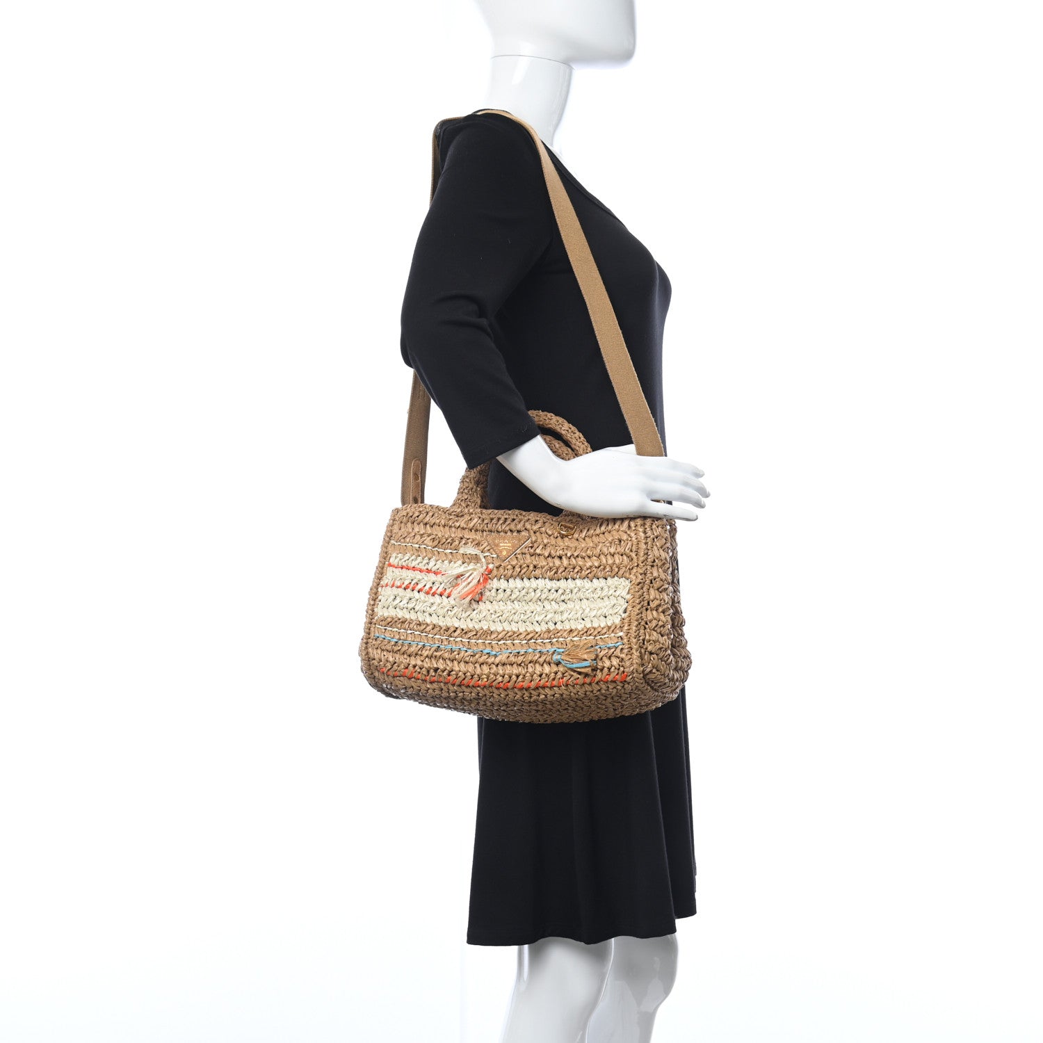 Prada Raffia Woven Tote Naturale Caramel 2 of 11