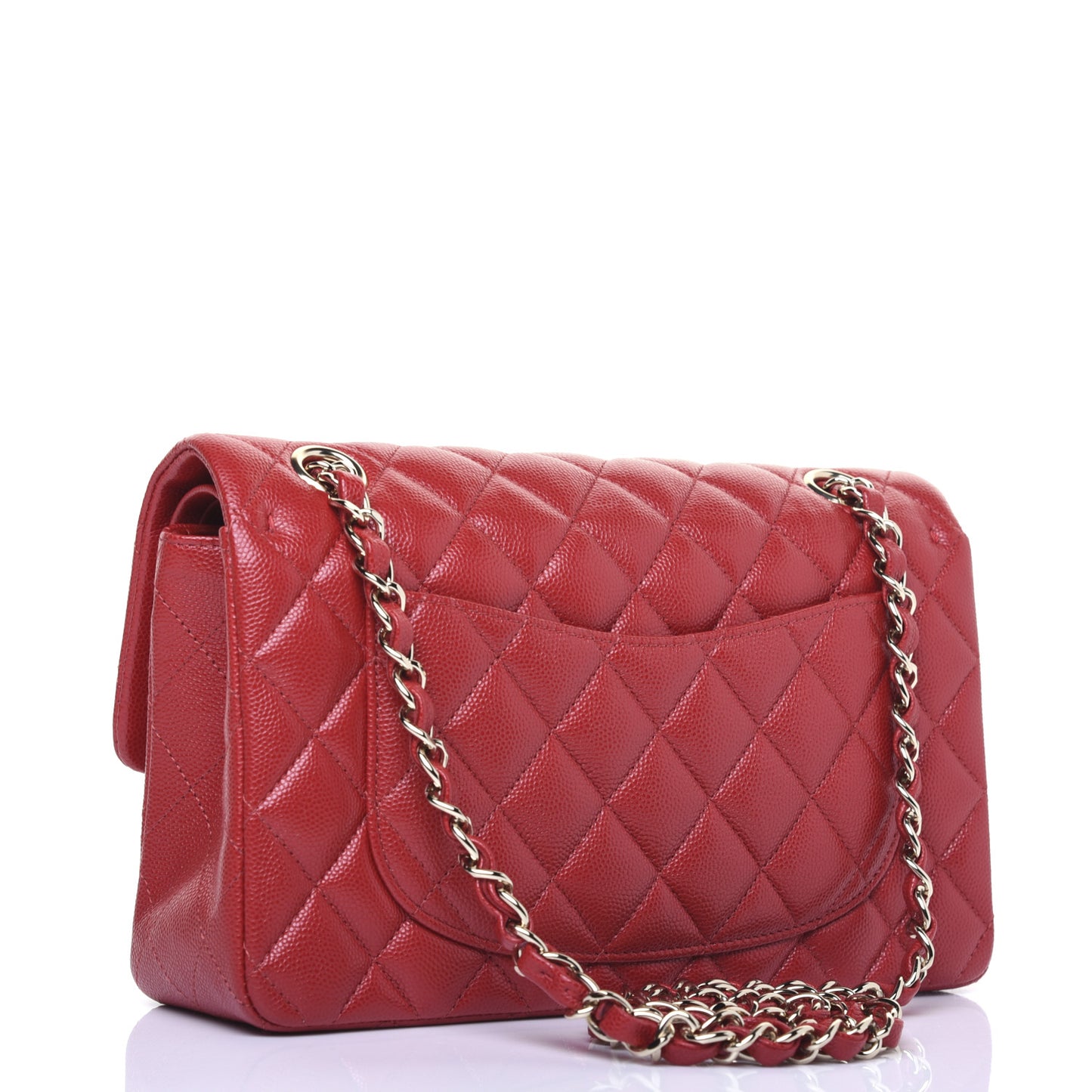 Caviar Quilted Small Double Flap Red