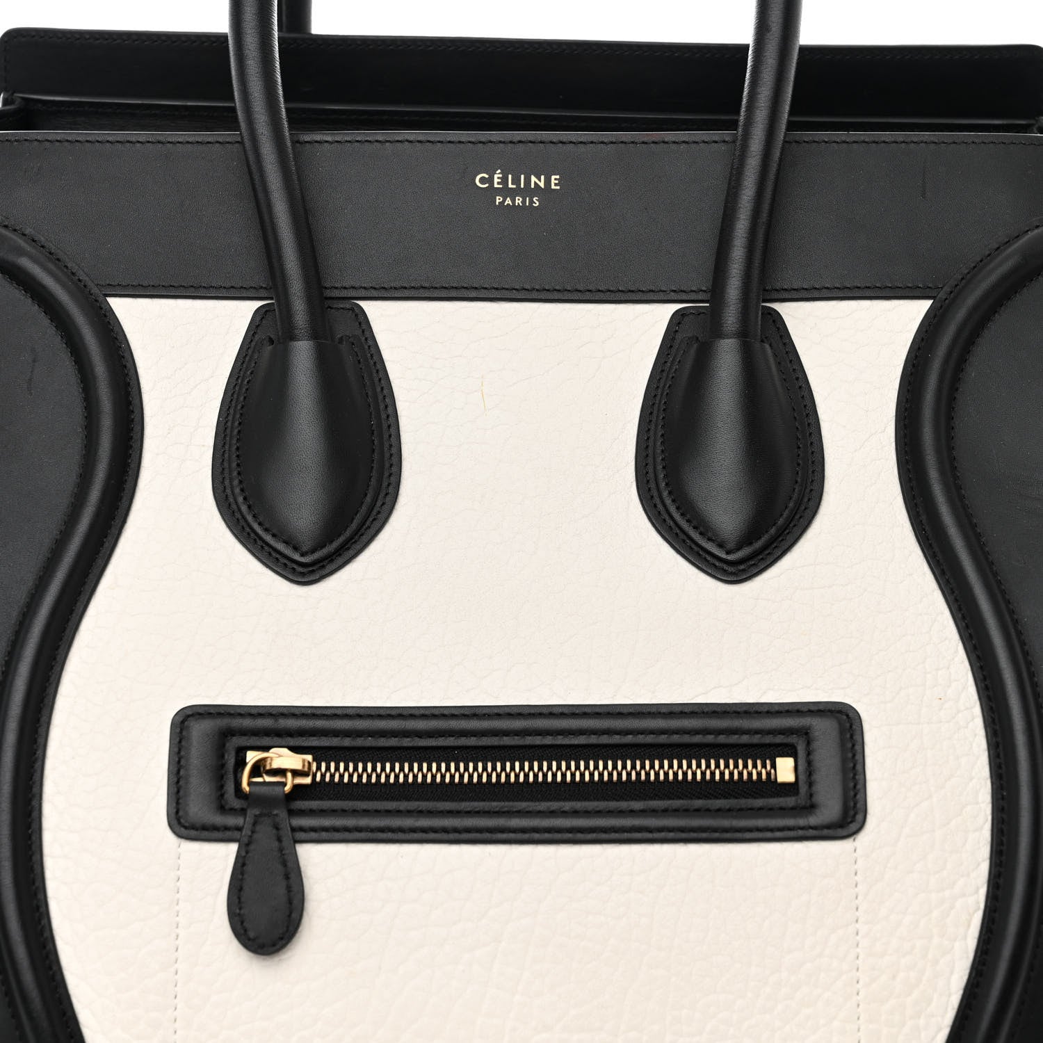 Celine Baby Grained Calfskin Tri-Color Mini Luggage White Liquorice 8 of 11