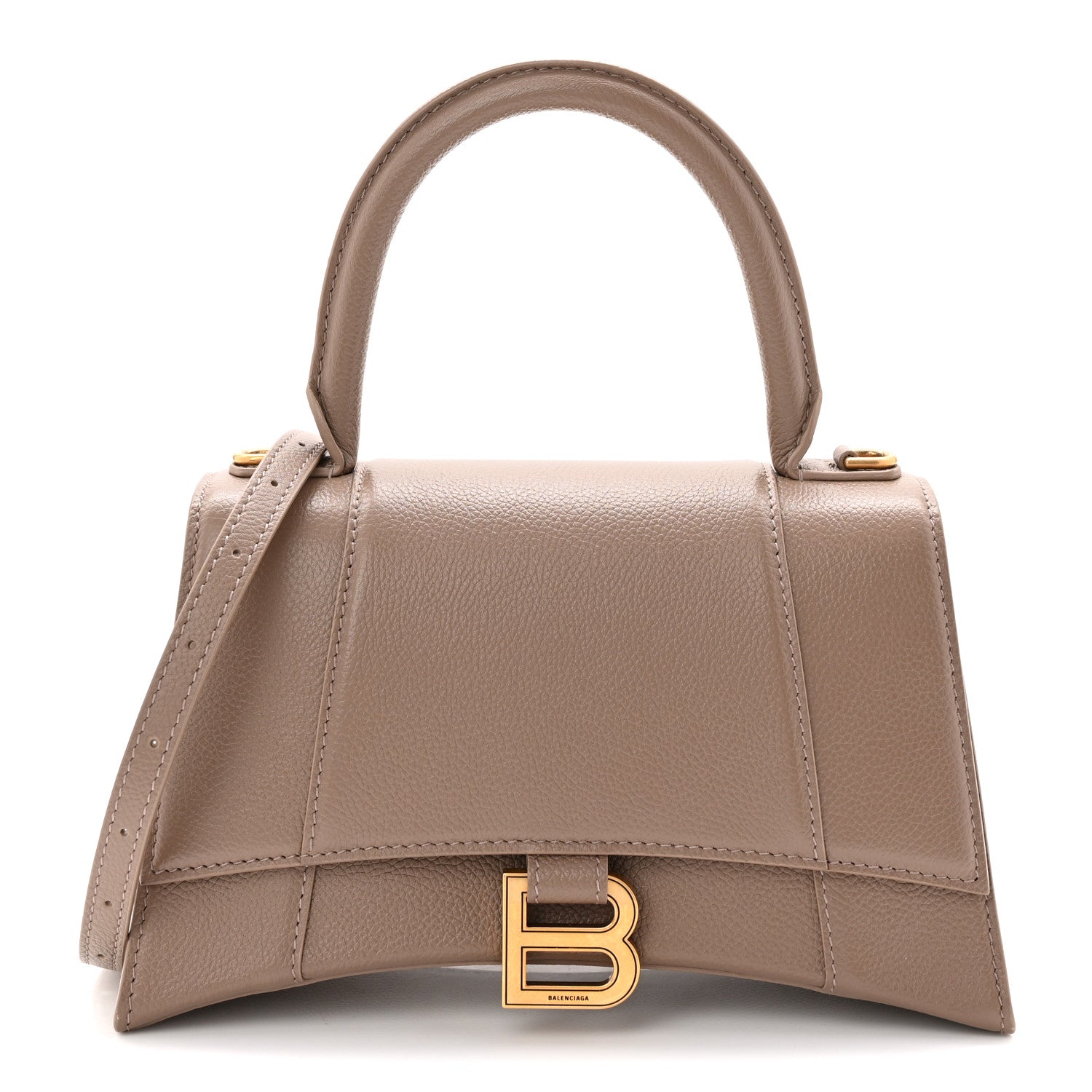Balenciaga Grained Calfskin Small Hourglass Top Handle Bag Mink Grey 1 of 11