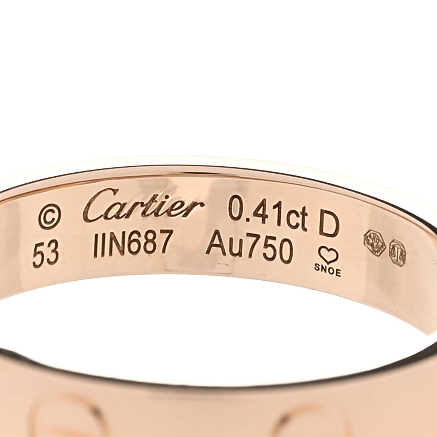 18K Pink Gold Diamond .41ct LOVE Solitaire Engagement Ring 53 6.5