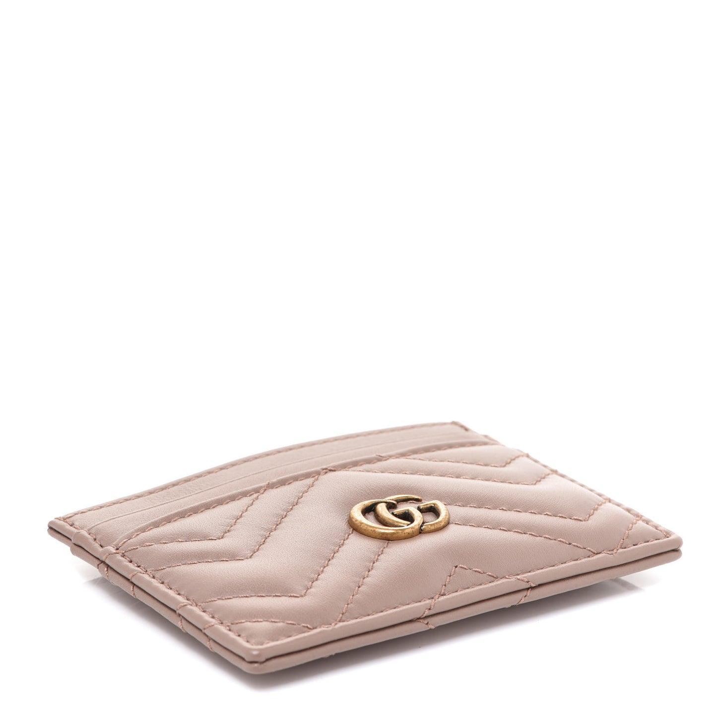 Calfskin Matelasse GG Marmont Card Holder Porcelain Rose