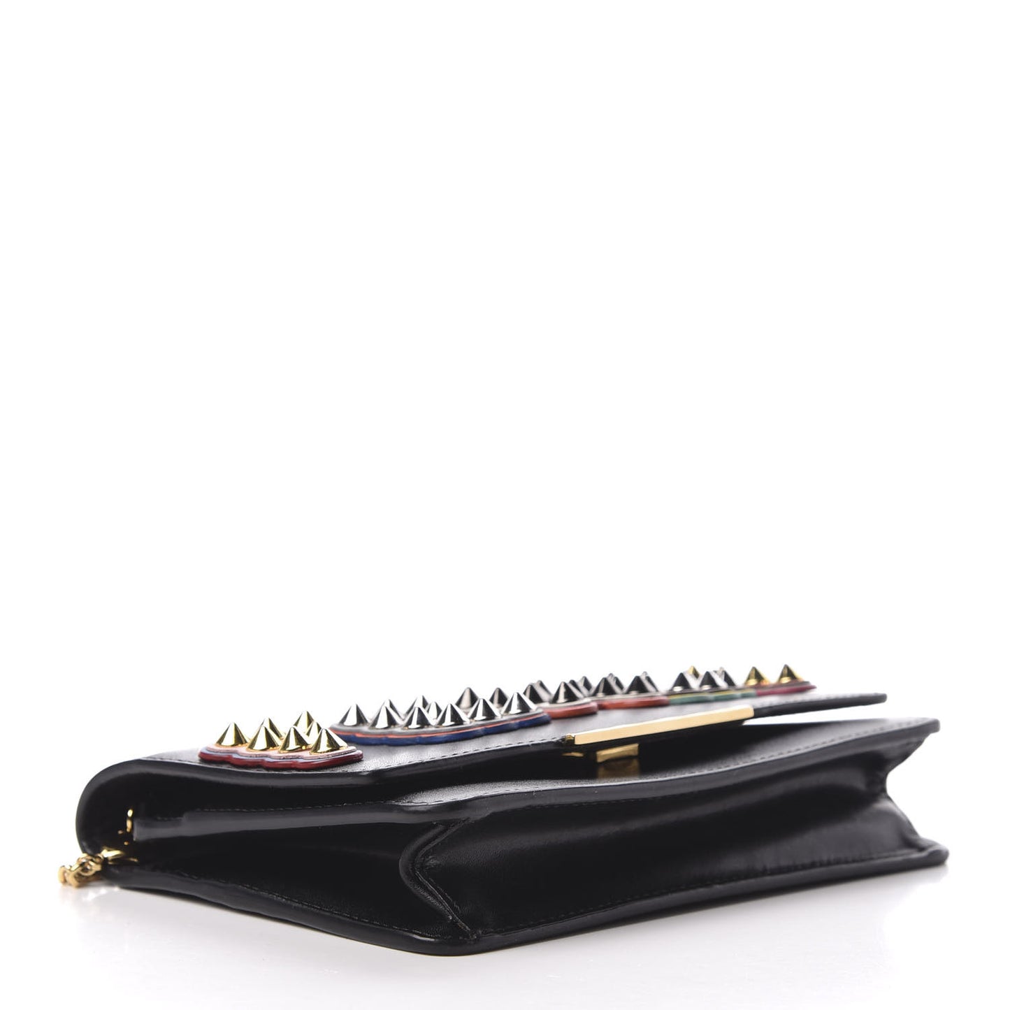 Vitello Liberty Fun Fair Metal Studded Tube Wallet on Chain Black Multicolor