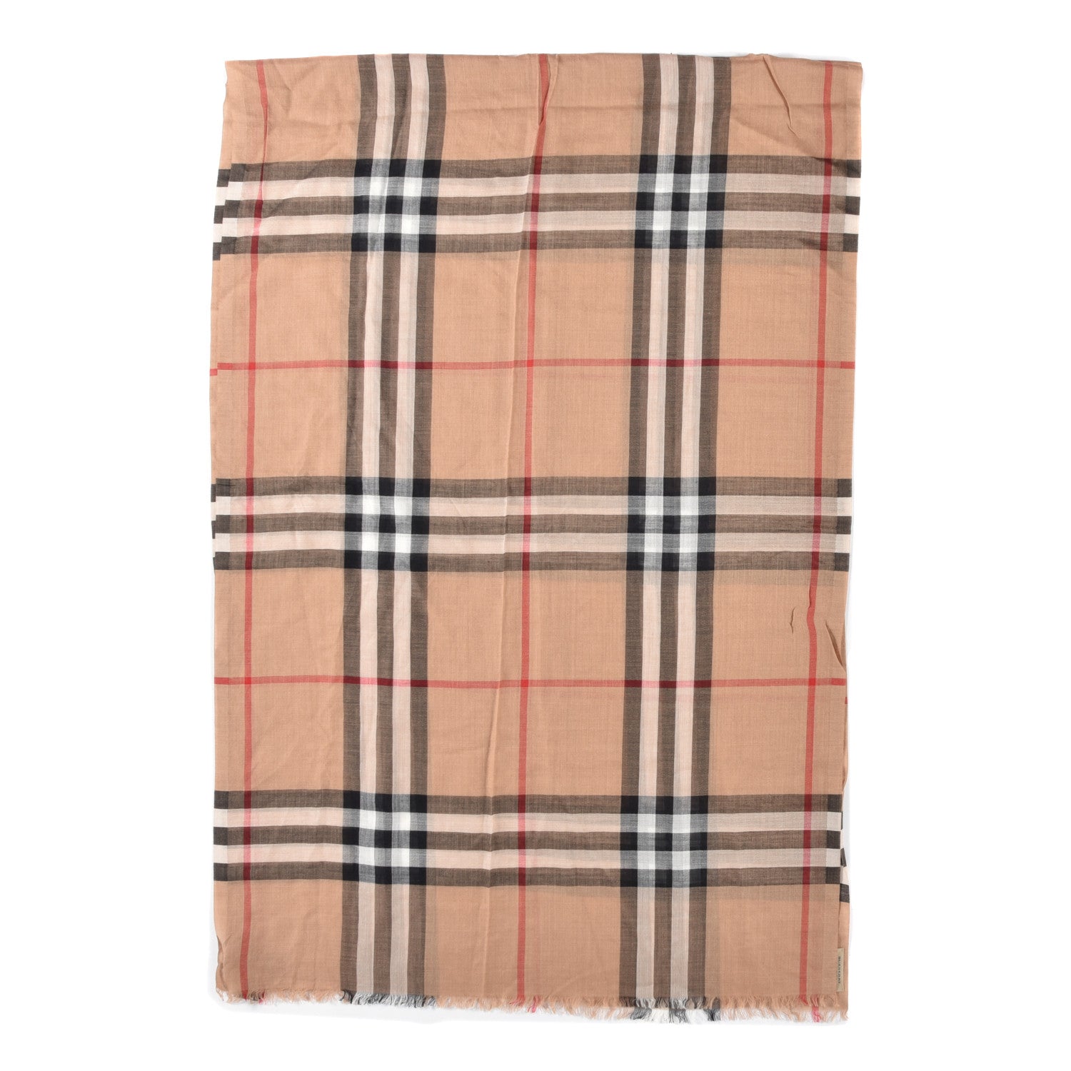 Burberry Wool Silk Gauze Giant Check Lightweight Scarf Camel 1 of 4