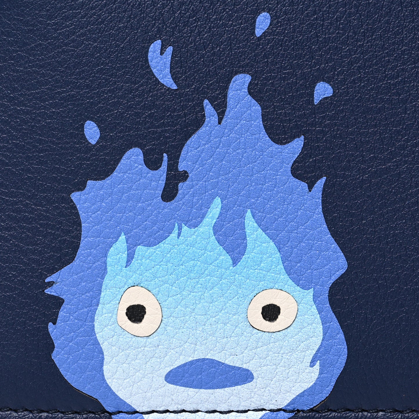 Classic Calfskin Howl's Moving Castle Calcifer Coin Cardholder Marine
