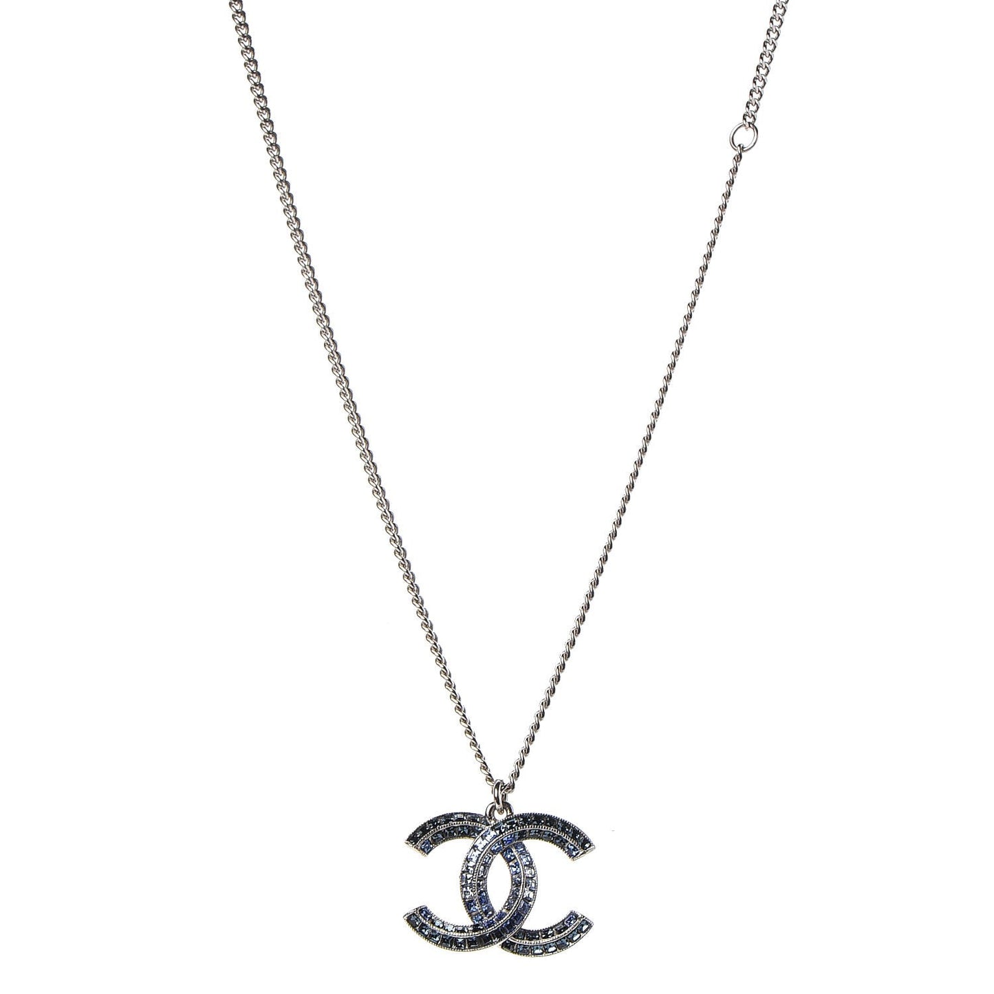 Crystal Baguette CC Necklace Blue
