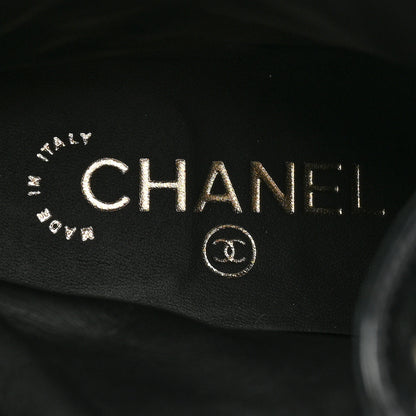 Chanel Shiny Calfskin Quilted Lace Up Combat Boots 36 Black 7 of 10