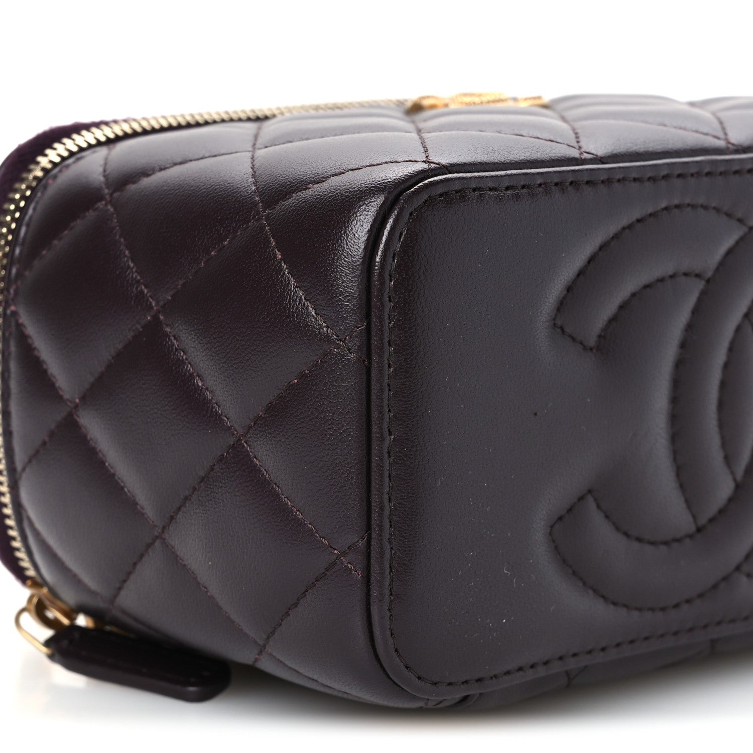 Chanel Lambskin Quilted Metal Twist Small Top Handle Vanity Case With Chain Burgundy 8 of 9