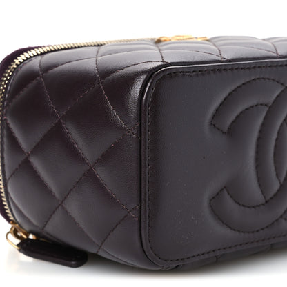 Chanel Lambskin Quilted Metal Twist Small Top Handle Vanity Case With Chain Burgundy 8 of 9