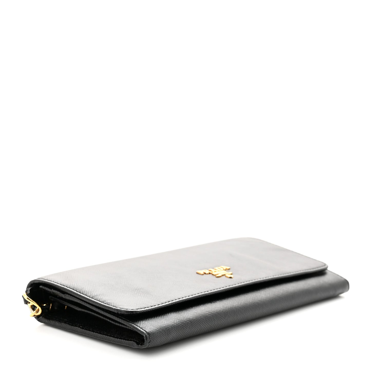 Saffiano Metal Oro Chain Wallet Black