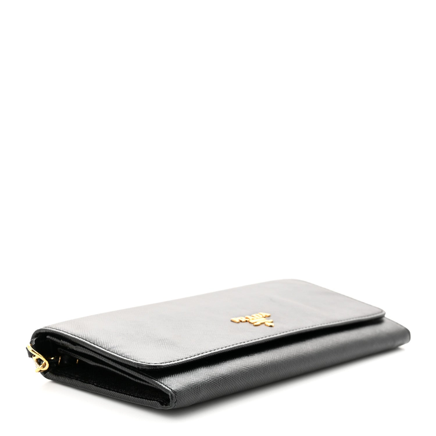 Prada Saffiano Metal Oro Chain Wallet Black 4 of 11