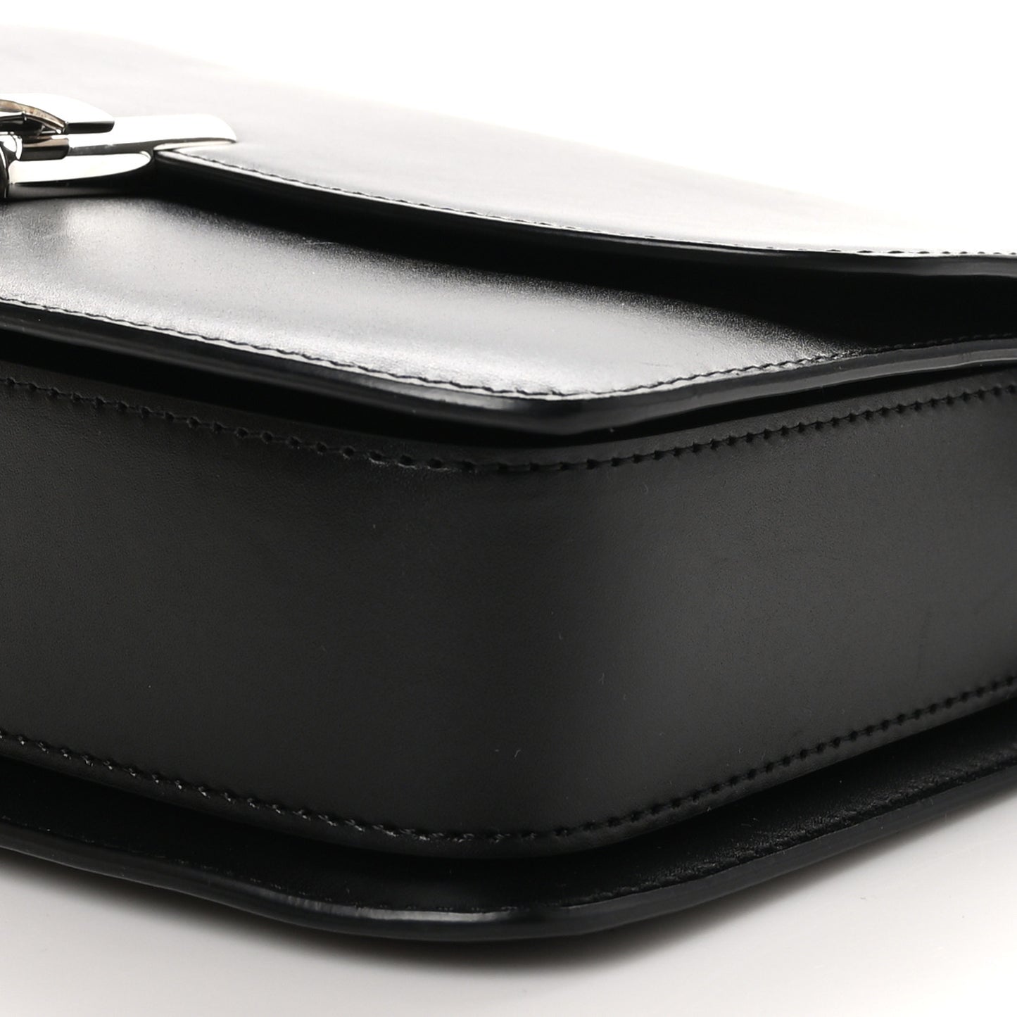 Polished Saddle Calfskin Sofia 8.75 Shoulder Bag Black
