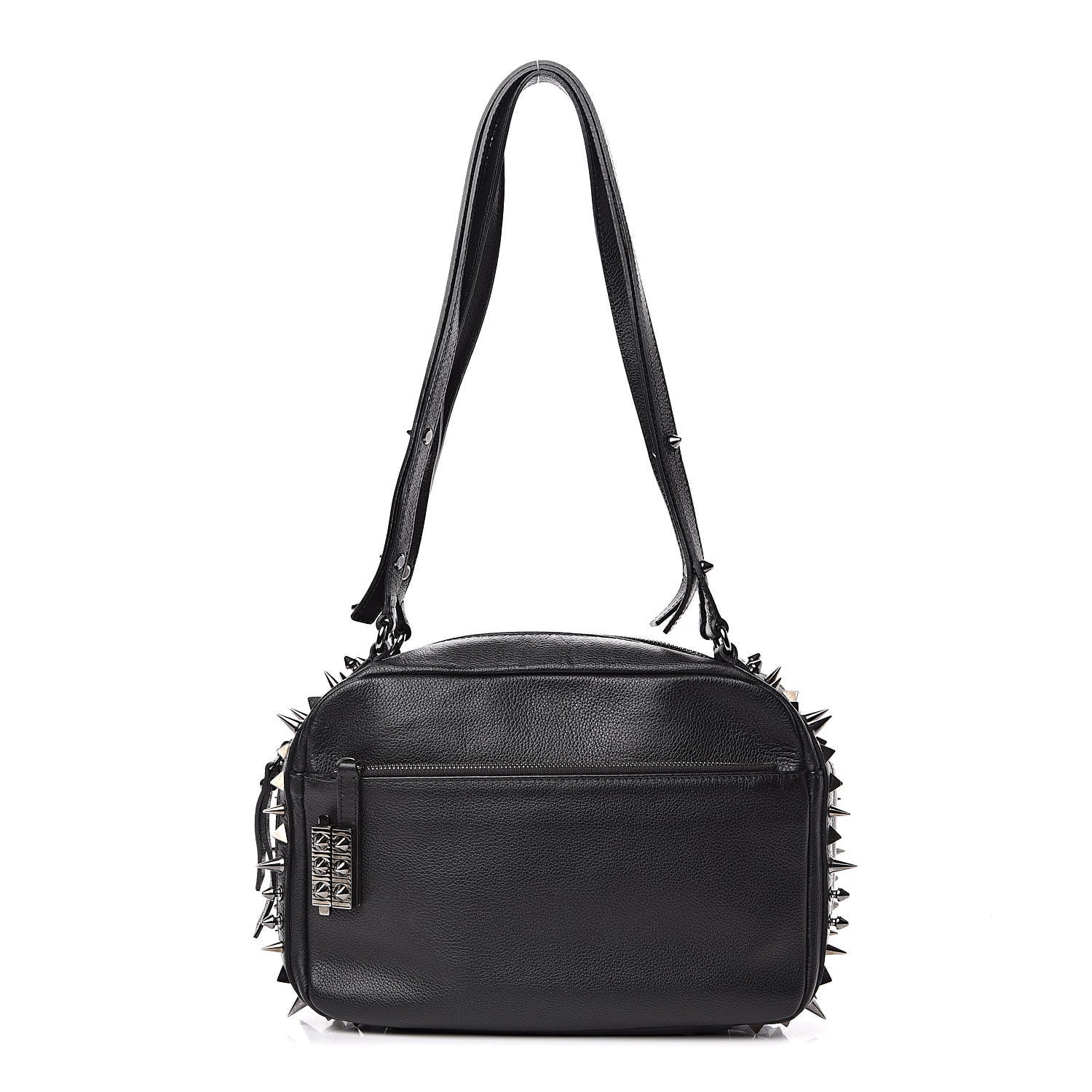 Christian Louboutin Calfskin Spikes Shoulder Bag Black 1 of 13