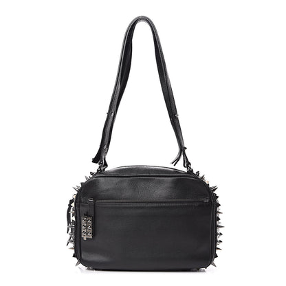 Christian Louboutin Calfskin Spikes Shoulder Bag Black 1 of 13