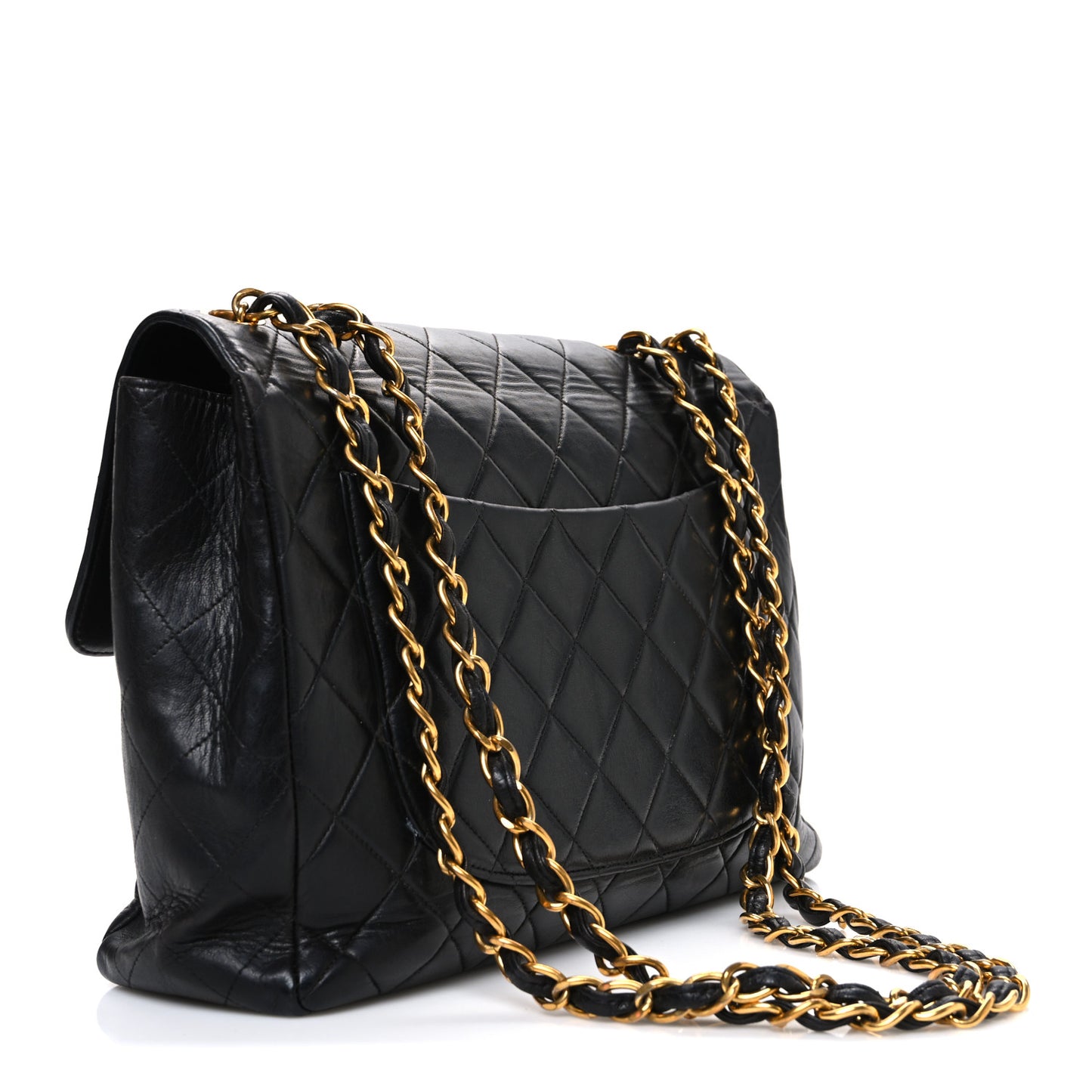 Lambskin Quilted Jumbo Single Flap Black