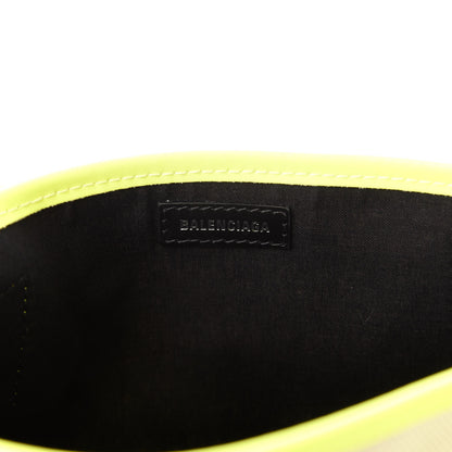 Balenciaga Cotton Canvas Satin Calfskin Navy Cabas XS Natural Fluo Yellow 6 of 9