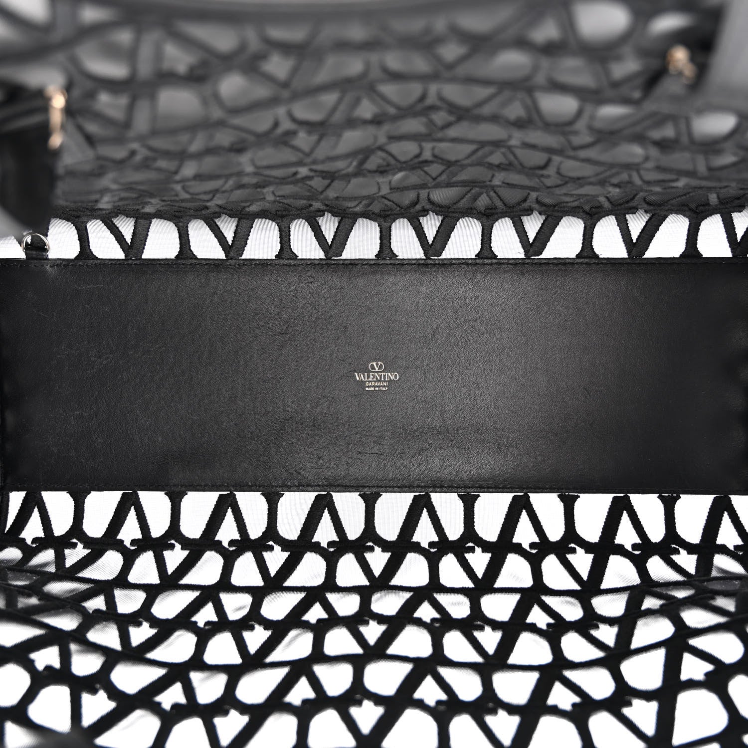 Valentino Garavani Toile Mesh Iconographe Goatskin Le Troisieme Shopping Bag Black 6 of 10
