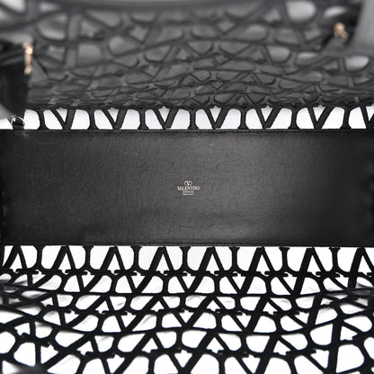 Valentino Garavani Toile Mesh Iconographe Goatskin Le Troisieme Shopping Bag Black 6 of 10