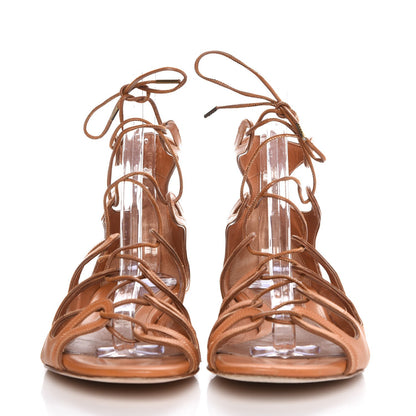 Alexander McQueen Caflskin Lace Up Gladiator Sandals 37.5 Tan 2 of 16