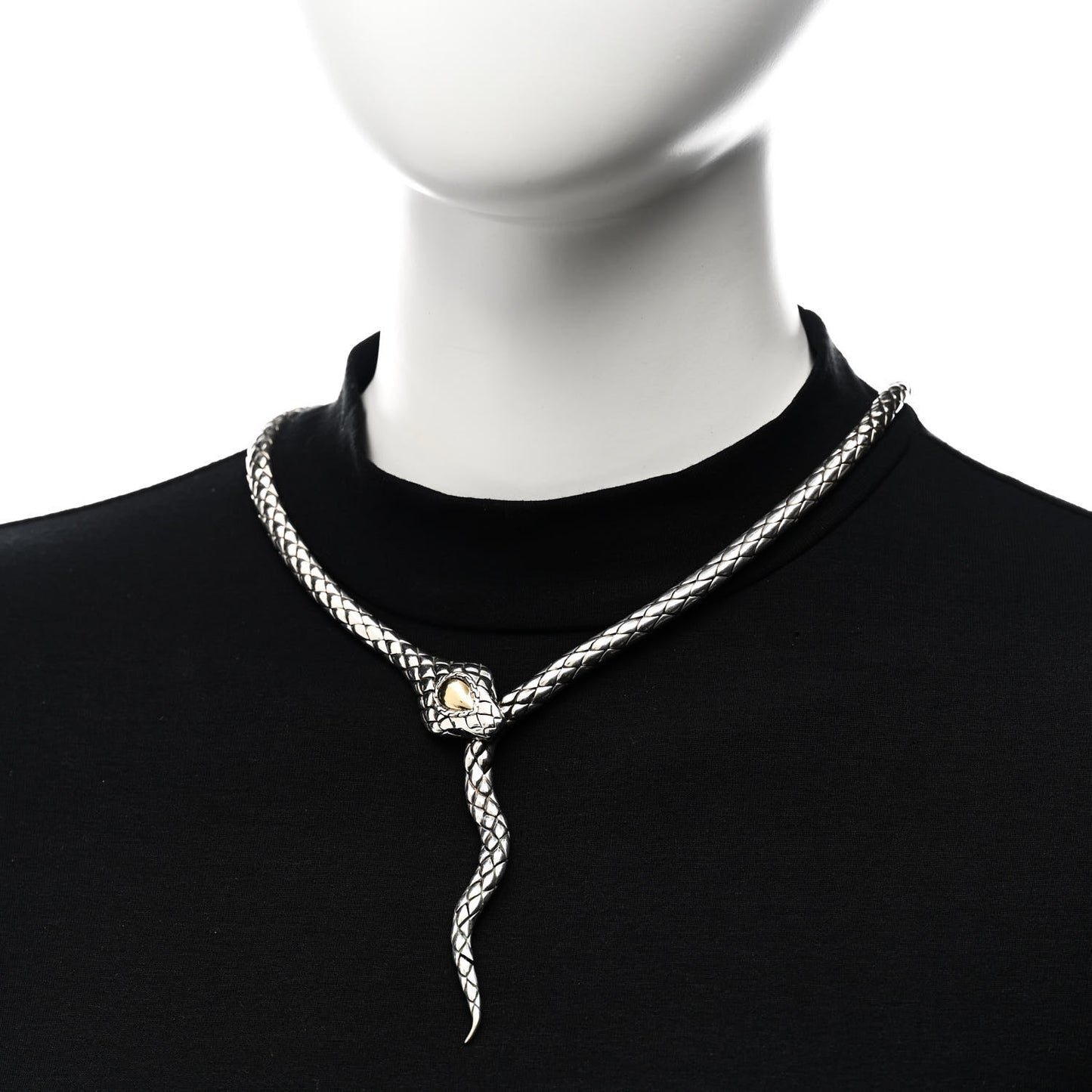 Sterling Silver 18K Yellow Gold Snake Lariat Necklace