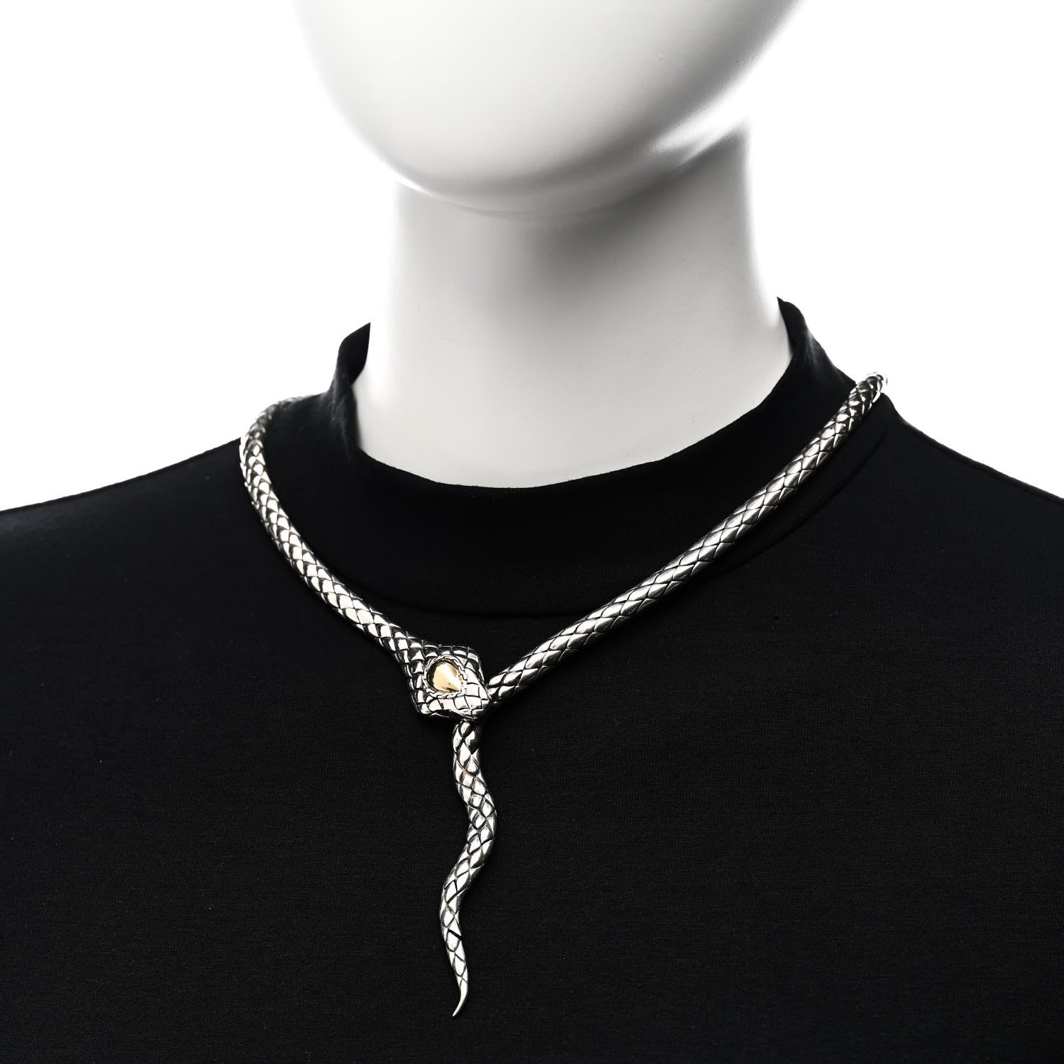 John Hardy Sterling Silver 18K Yellow Gold Snake Lariat Necklace 2 of 6