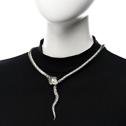 John Hardy Sterling Silver 18K Yellow Gold Snake Lariat Necklace 2 of 6