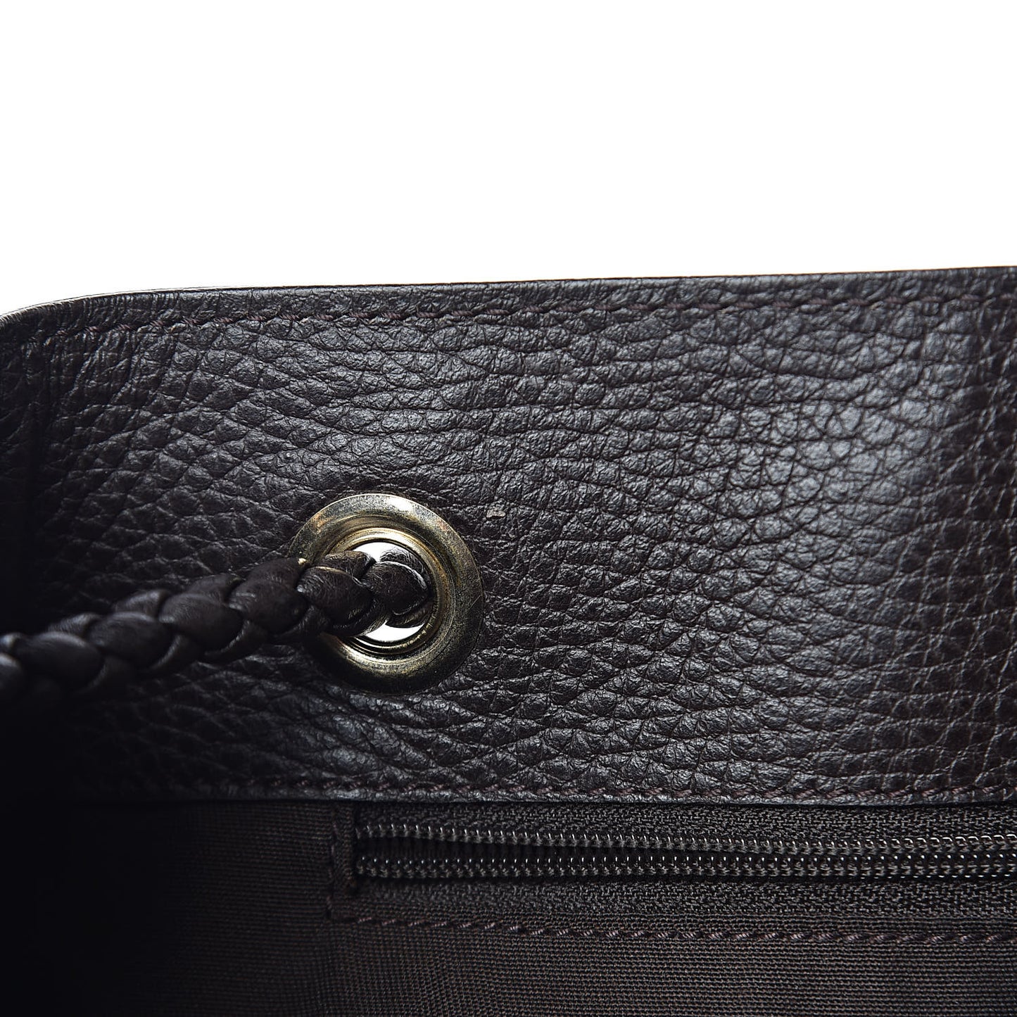 Calfskin Medium Braided Handle Gifford Tote Dark Brown