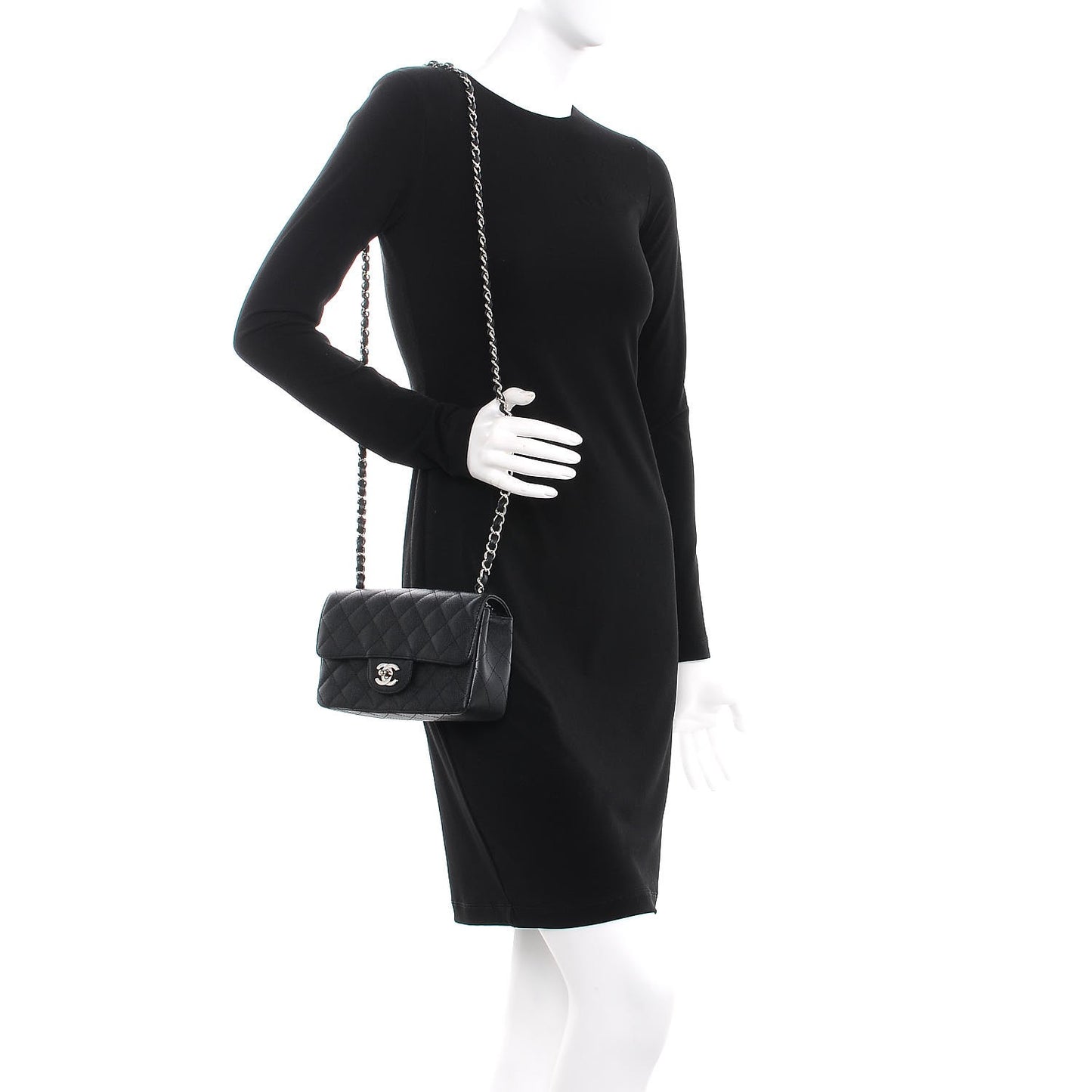 Caviar Quilted Mini Rectangular Flap Black
