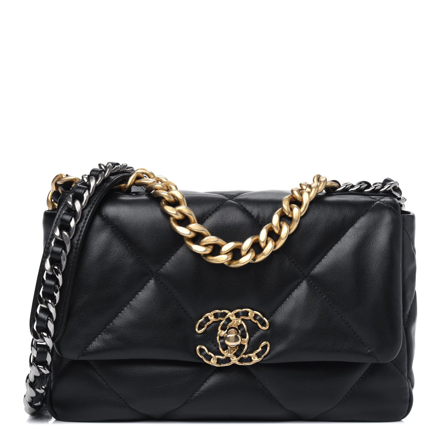 Goatskin Quilted Medium Chanel 19 Flap Black