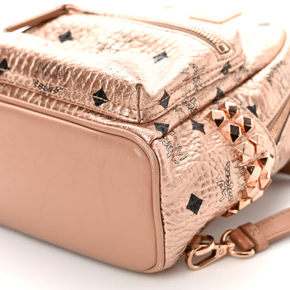 MCM Metallic Visetos Studded X-Mini Bebe Boo Backpack Champagne Gold 10 of 17