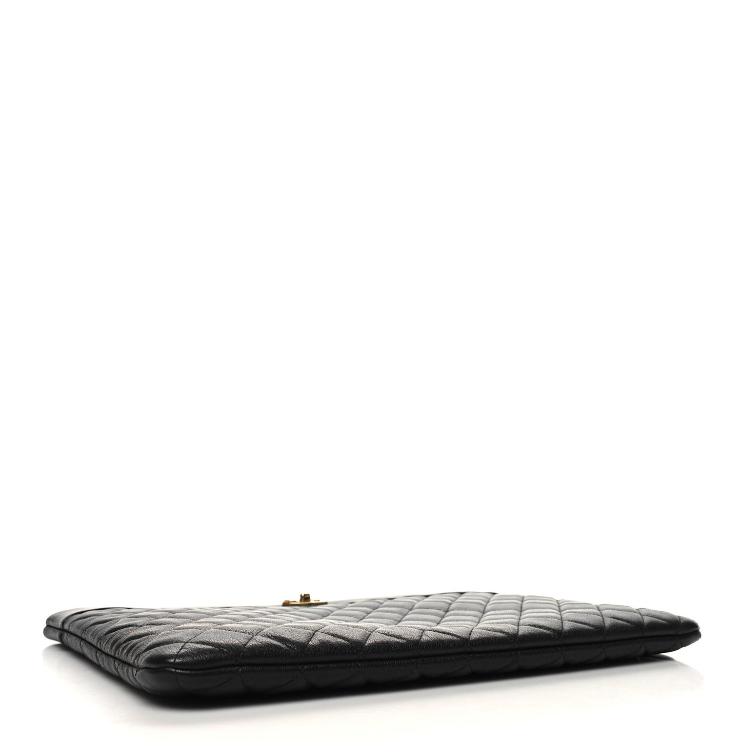 Sheepskin Quilted Large Vintage Mademoiselle Cosmetic Case Black
