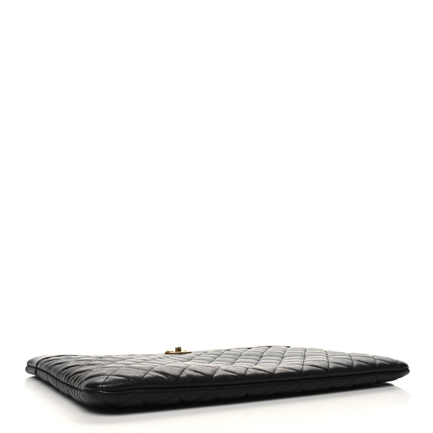 Chanel Sheepskin Quilted Large Vintage Mademoiselle Cosmetic Case Black 4 of 12