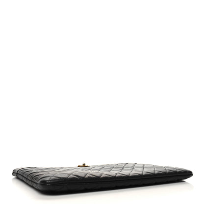 Chanel Sheepskin Quilted Large Vintage Mademoiselle Cosmetic Case Black 4 of 12