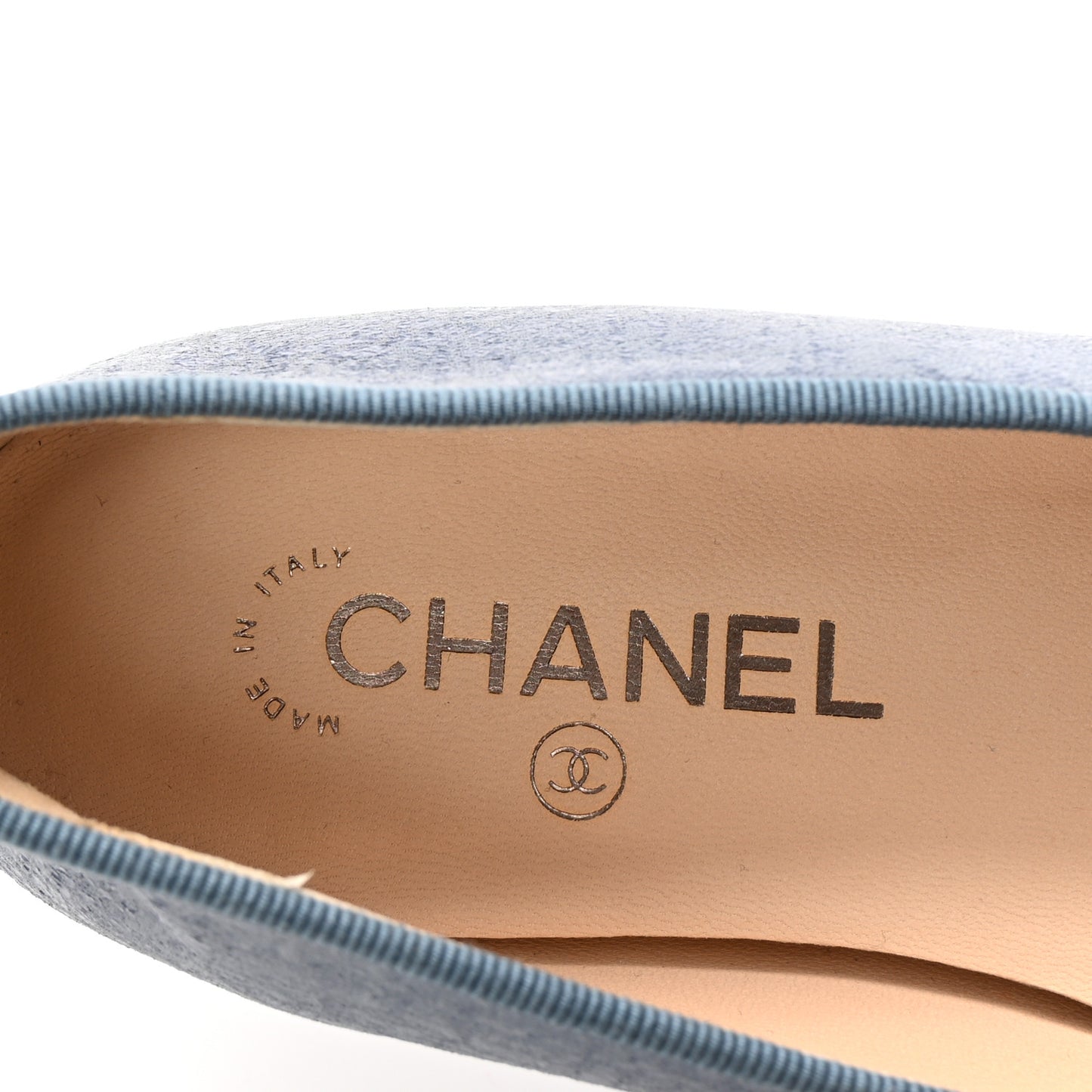 Iridescent Calfskin Cap Toe CC Ballerina Flats 40 Blue