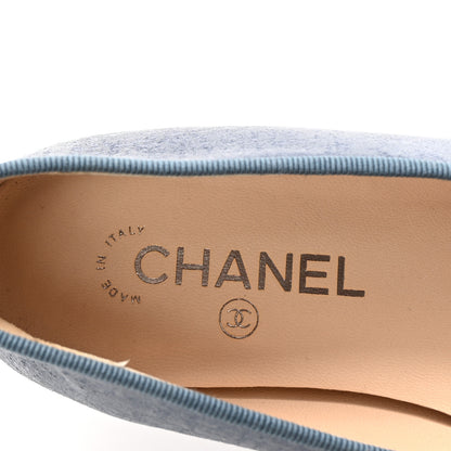 Chanel Iridescent Calfskin Cap Toe CC Ballerina Flats 40 Blue 8 of 9
